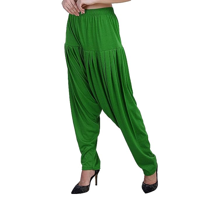 Image of Ultra Soft Rayon Viscose Solid Attractive Pleated Pattern Casual wear Patiala Pants for Womens