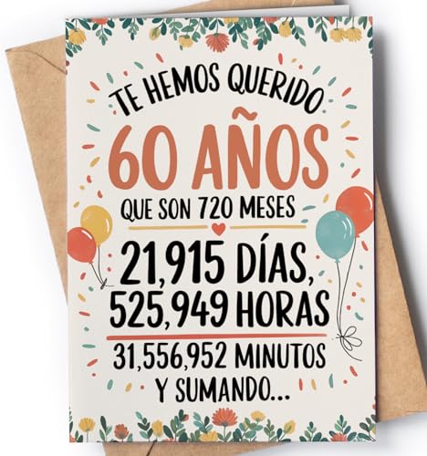 Tarjeta de 60 Cumpleaños - Tarjeta de Felicitación Graciosa para alguien que cumple 60 años - Regalo Original para 60 Cumpleaños para él, ella, hombre, mujer, mejor amigo, amiga - EU 81 Tarjeta de 60 Cumpleaños - Tarjeta de Felicitación Graciosa para alguien que cumple 60 años - Regalo Original para 60 Cumpleaños para él, ella, hombre, mujer, mejor amigo, amiga - EU 81