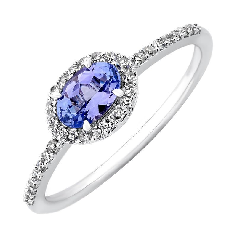 925 Sterling Silver Natural Tanzanite Birthstone Gemstone Silver Jewelry Halo Style Promise Engagement Ring