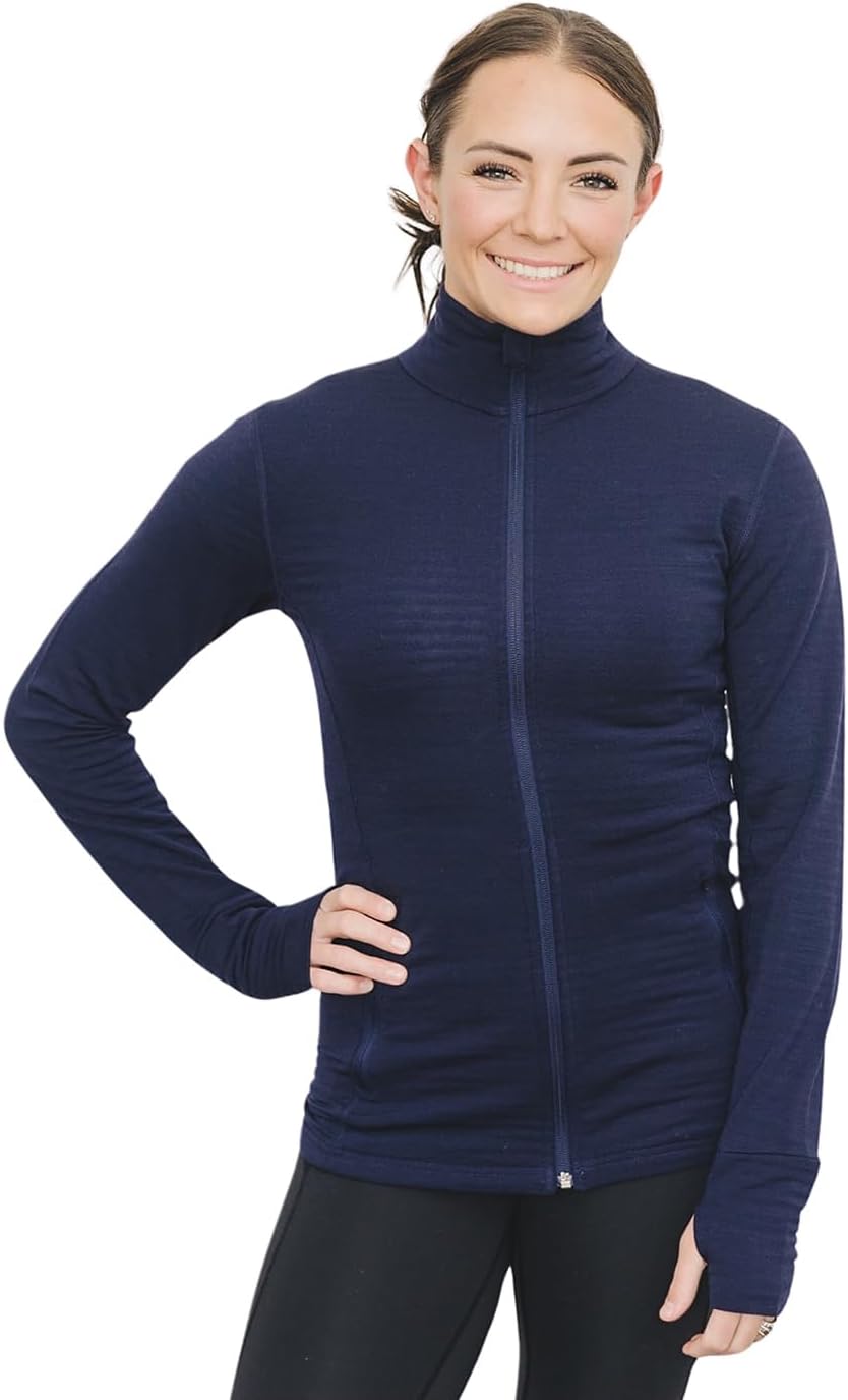 Woolino Merino Wool Fleece Jacket for Women - Year Round Fleece Jacket Full Zip - Zippered Pockets Lightweight Fleece Jacket