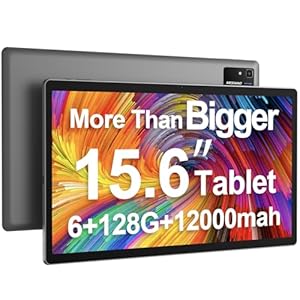 Tablet 15.6 Inch Android 13 Tablet, Large Tablet with1080 IPS HD Display Big Screen, 8-Core, 6GB+128GB, Support 512G TF Card, 12000mAh Long Lasting Battery for Movie/Work-Space Gray