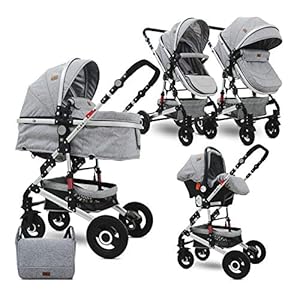 Lorelli Combikinderwagen Trio 3 in 1 alba set grijs