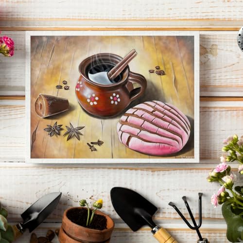 IZTAWEY Cafecito Mañanero Wall Art, Mexican Wall Art, Latin Art, Mexican Kitchen Cafe Wall Decor for Living Room Unframed 12x16inch - Image 4
