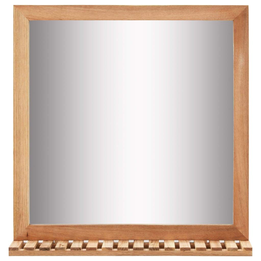 Mueble de Baño de Madera de Nogal con Espejo y Estante de Rejilla - Armario para Lavabo con Puertas de Celosía, Amplio Almacenamiento para Toallas y Productos de Higiene,