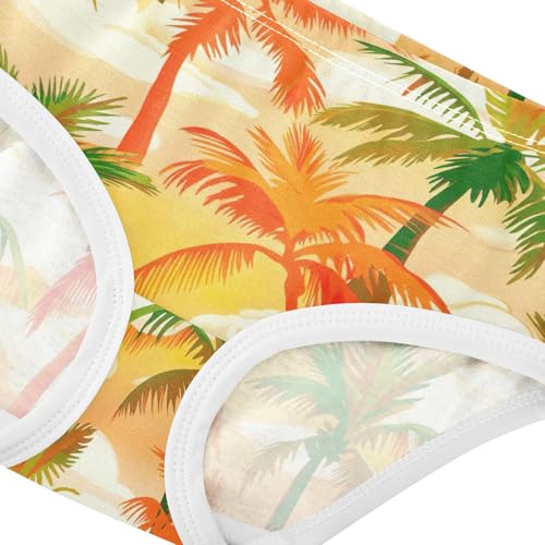 Joisal Cotton Toddler Underwear Floral Tropical Palm Trees Orange Panties for Girl Stylish Briefs Undies Kids 2t4