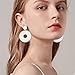 WUWEIJIAJIA Unique 80s 90s Boho Black White Huge Acrylic Hollow Round Dangle Drop Earrings Resin Geometric Stud Earrings for Women Summer Holiday Party (White)