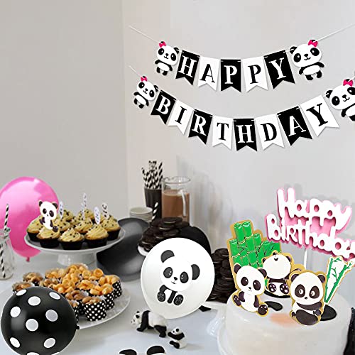 Laventy 28 Pcs Panda Birthday Decoration For Girl Panda Birthday Balloon Panda Birthday Party Supplies For Girl Panda Cake Decoration Panda Birthday Banner For Girl #TOP5