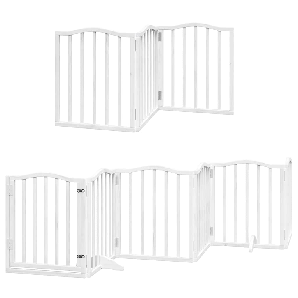 vidaXL Puerta para Perros Plegable 9 Paneles Madera álamo Blanca 450cm, Puerta para Mascotas, Puerta de Seguridad para Perros, Puerta para Perros de Seguridad