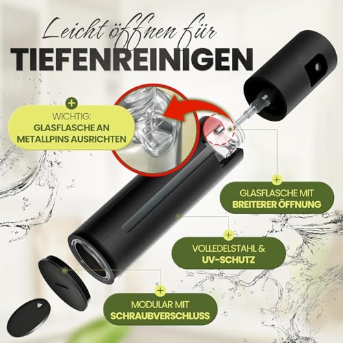 Leisure Life® | NEU: Premium Ölsprüher 2.0 – Volledelstahl 100 ml | UV-Schutz, BPA-frei, spülmaschinenfest | gleichmäßiger Sprühnebel… – Ansicht 2