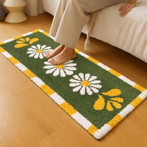 Roseate Blossom Super Soft (50x120 cm) Microfibre 2000 GSM Anti Skid Runner for Bedroom/Carpets for Living Room/Kitchen Mats for Floor/Floor Mat/Bathr