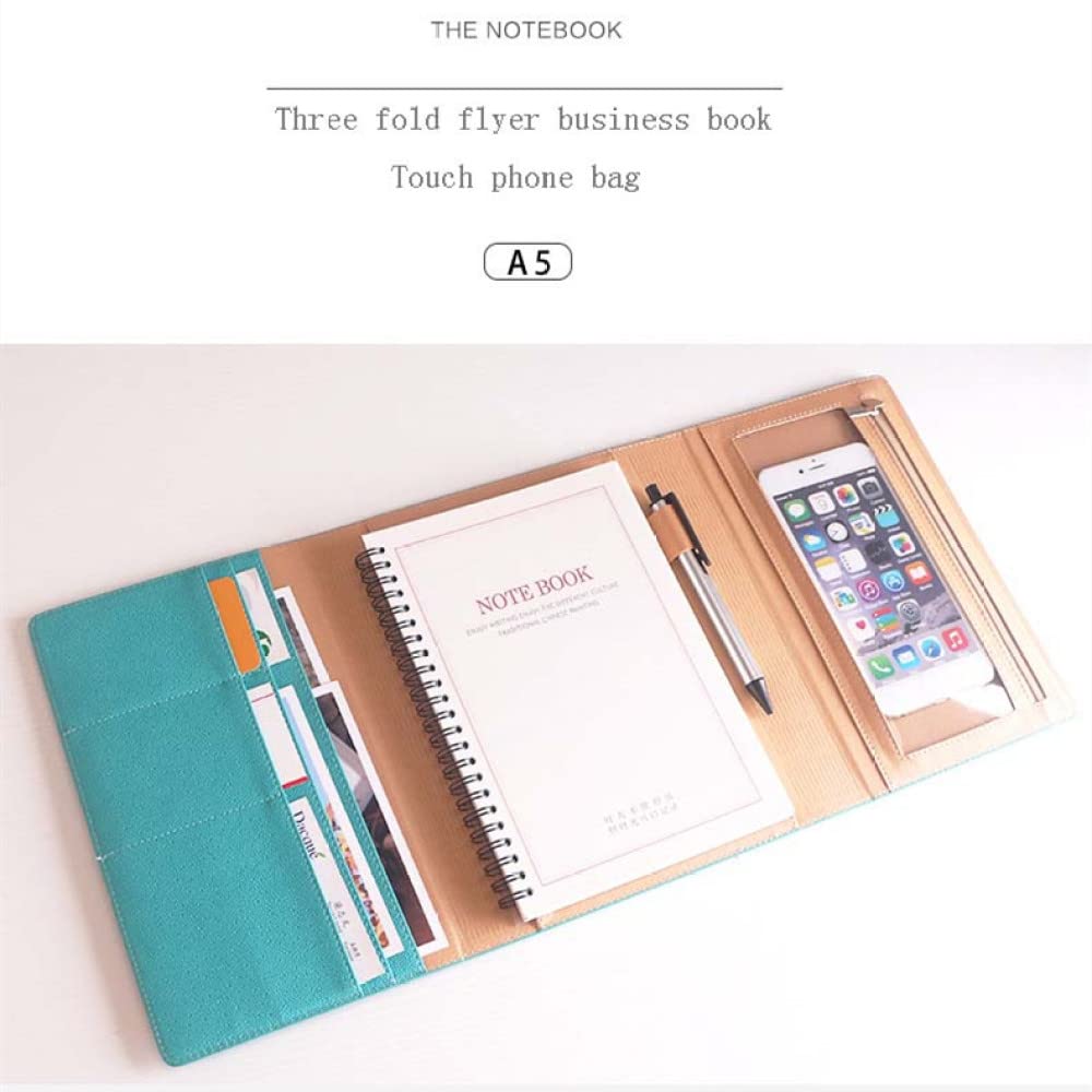 A5 Cuaderno creativo de hojas sueltas Bloc de notas multifunción Cuenta de mano de negocios Estuche de cuero Cubierta protectora para portátil,Black,1pcs