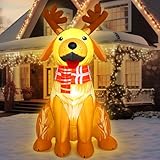 Leyndo 5 ft Golden Retriever Christmas Inflatables Outdoor Decorations Xmas Dog Blow up Yard Decoration with LED Lights Inflatables Dog Outdoor Decoration for Christmas Yard Garden Lawn Indoor