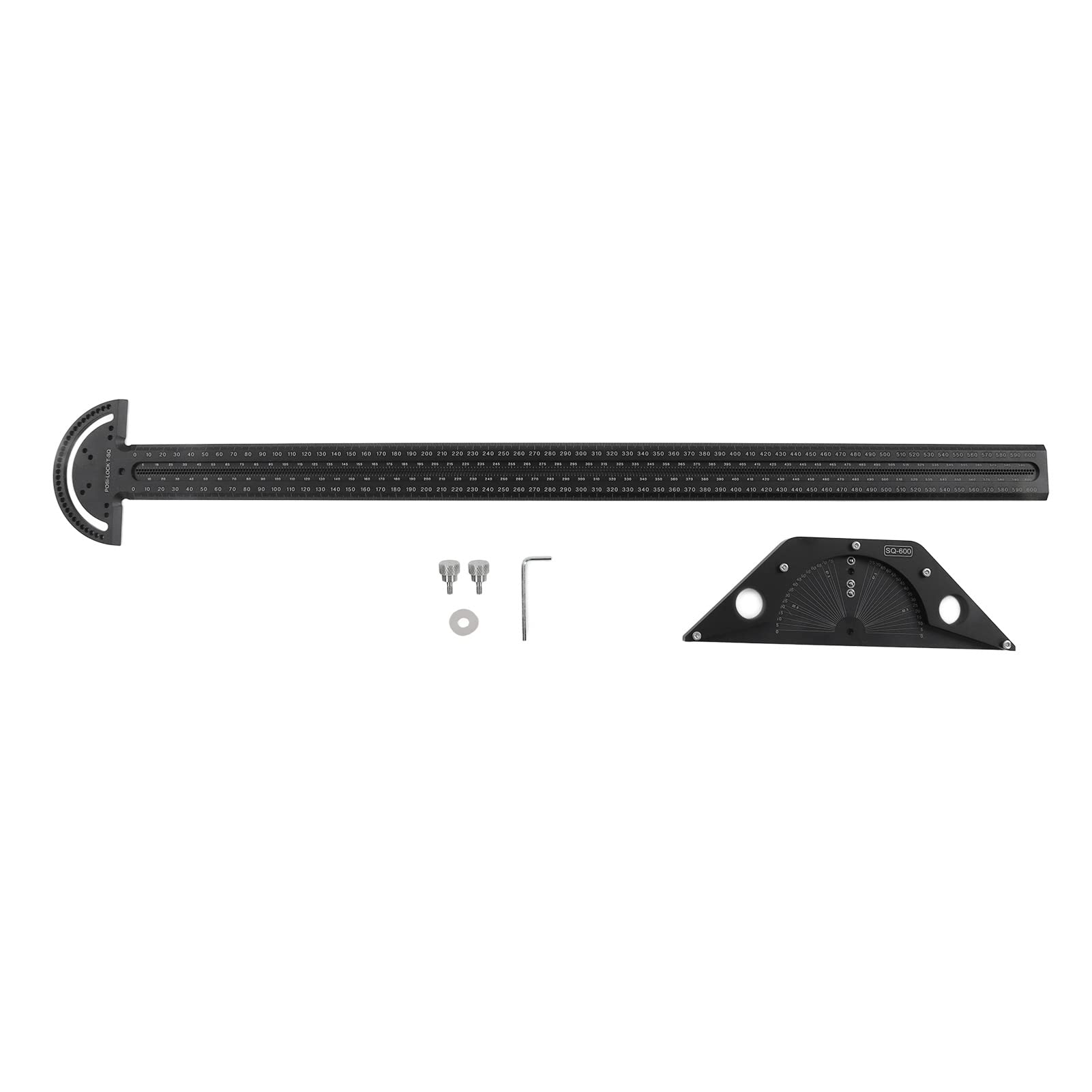 Regla de Trazado de Carpintería Multifuncional Duradera y Precisa para Proyectos de Carpintería Aleación de Aluminio Negro 1 Unidad