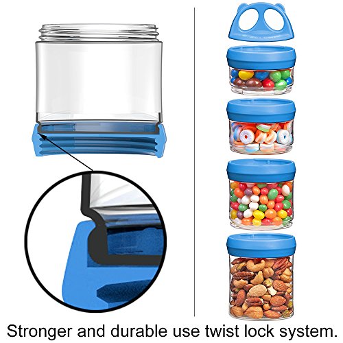 Image of BeneLabel Stackable Food Storage Containers with Twist Lock System - BPA-Free Tritan Containers for Travel, Formula, Protein Powder, Snacks - Leakproof & Dishwasher Safe - 31 oz (Blue)