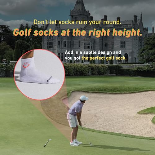 DEL CAMPO Performance Golf Socks – Breathable, Sweat-Wicking Premium Quarter-Height Socks with Signature Smiley (3-Pack)4