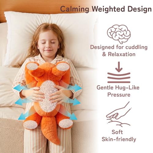 Image of Niuniu Daddy Fox Weighted Stuffed Animals for Kids & Adults, 25 inch | 5lb Large Weighted Plushies Pillow for Sleeping and Calming, Cute Lying Plush Toy Huggable Gift for Everyday Comfort