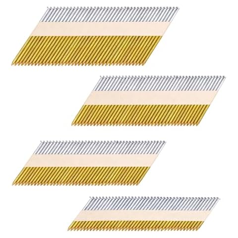 HW HAMWOO 34°Framing Nails,D Head Nail Pack,960-Pack (2"- 240Pcs,2-1/2"- 240Pcs,3"- 240Pcs, 3-1/2"- 240Pcs),Hot Dipped Galvanized Paper Tape Strip Nails,Ring Shank,for 30 to 34 Degree Framing Nailer Cover