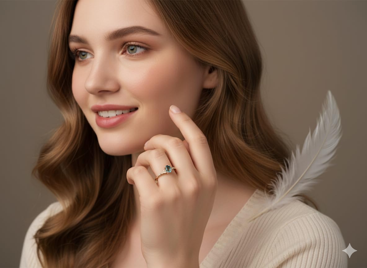 Oval Montana Sapphire Ring, Elegant Minimalist Wedding Promise Band for Women, Handmade 925 sterling Silver Ring