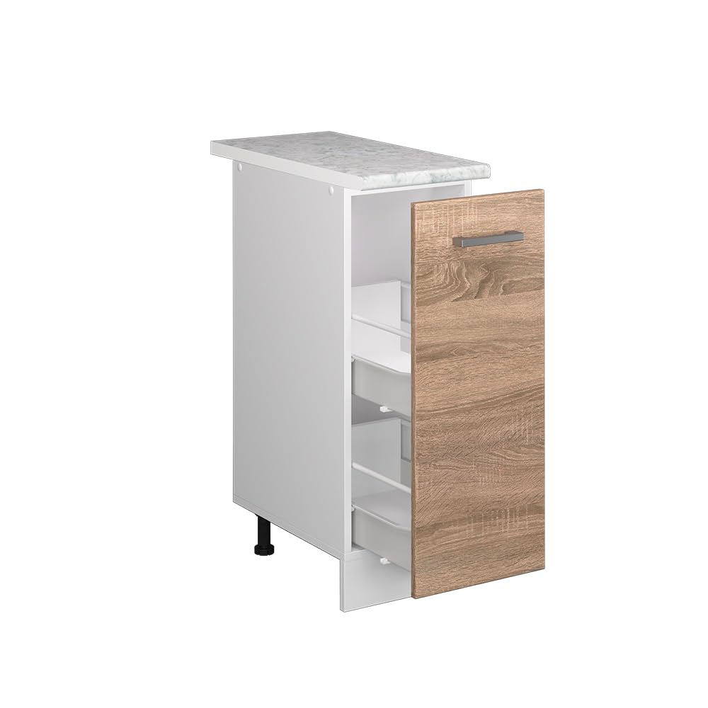 Vicco Armadio cucina dispensa alto R-Line, Sonoma, 30 cm, PL Marmo, per la libera combinazione all'interno di sistemi cucina modulari