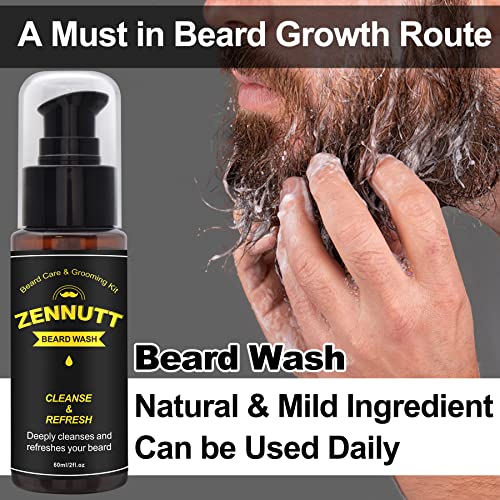 Beard Growth Kit,Fathers Gifts For Men Dad Husband W/Beard Roller,2 Pack Beard Oil,Beard Serum,Wash,Balm,Brush,Comb,Scissor For Beard Grooming Care,Christmas Stocking Stuffers #TOP2