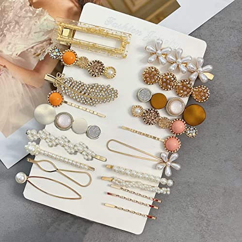 Mehayi 20 Pcs Hair Accessories For Decorative Party Wedding, Pearl Hair Clips Set Fashion Korean Acrylic Resin Hair Barrettes thumb #1