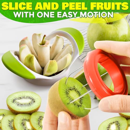 Image of 9 Pcs Fruit Slicer Set - Pineapple Corer and Slicer, Watermelon Cutter, Strawberry Huller, Apple Cutter, Avocado, Kiwi Tool and More - Stainless Steel Fruit Cutting Tools for Summer Parties and BBQs