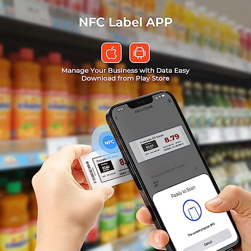 Image of MUNBYN 2.66 inch NFC Price Tag Electronic Shelf Label, E-Paper Ink Label for Chain Store, Support NFC Label on iOS /Android Price Label, ESL 5-Year Service Life Green Environmental No Need Ink E-Display
