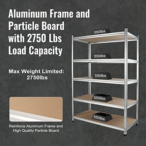 Image of WORKPRO 5-Tier Shelving Unit, 48 inchW x24 inchDx72 inchH, 2750LBS Capacity, 2 Pack