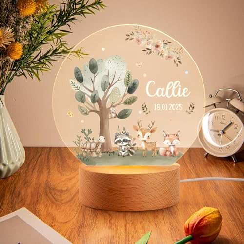 Lámpara de Mesa Noche Acrílica Personalizable Wood Base