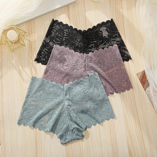 Image of FINETOO 5 Pack Sexy Lingerie Panties for Women Pack V-Waist Lace Womens Underwear French Cut Boyshorts Panty