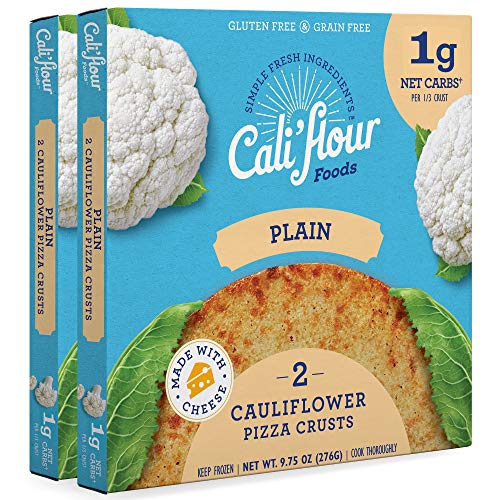 Cali\'flour Foods Pizza Crust (Plain, 4 Crusts) - Fresh Cauliflower Base | Low Carb, High Protein, Gluten and Grain Free | Keto Friendly