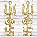 Divya Mantra Trishakti Yantra Trishul Om Swastika Decorative Spiritual Vastu Items Brass Indian Hindu Religious Wall Home Decor Kitchen Pooja Mandir Temple Hanging Good Luck Showpiece Set of 2 - Gold