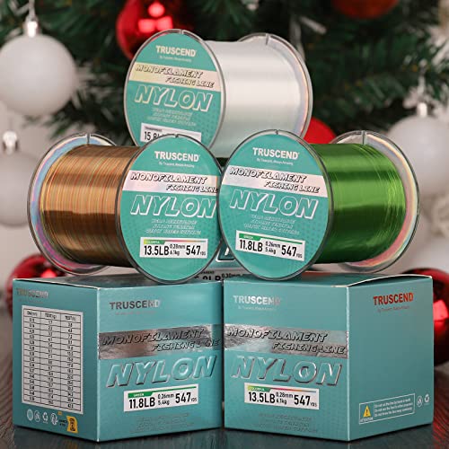 Truscend Monofilament Fishing Line, Superior Nylon Low Memory Fishing Line, Excellent Casting, Exceptional Strength And Abrasion Resistance Mono Line, Ties Strong Knots, 16Lb/0.3Mm/547Yds #TOP1
