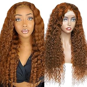 Lakaisa Curly Wave Human Hair Wig Brown 4X4 Lace Front Capelli Veri Umani Wear and Go Glueless 100% Unprocessed Brazilian Remy Hair Parrucche Donna Capelli Umani No Smell for Woman 18 Inch