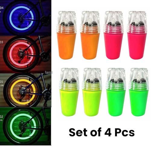 Image of Bicycle Spoke Beads & Valve Lights LED Multicolour Set for Tyre Wheel | Kids Cycle Spare Parts & Accessories | Decorative Lights & Colourful Moti for Kids Bicycles | Set of 2 Items