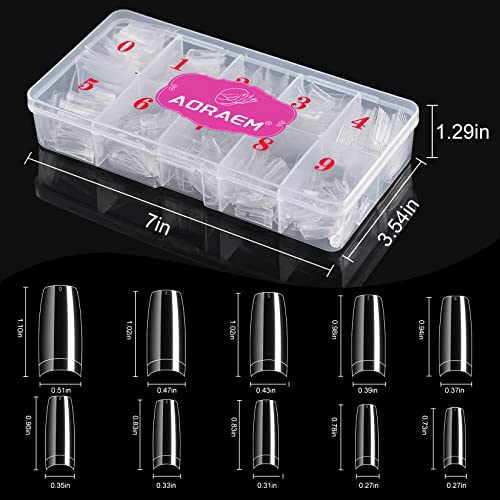 AORAEM Clear Nail Tips,Acrylic Press on French Nails 500Pcs C Curve Fake Nail Tips for Nail Salon