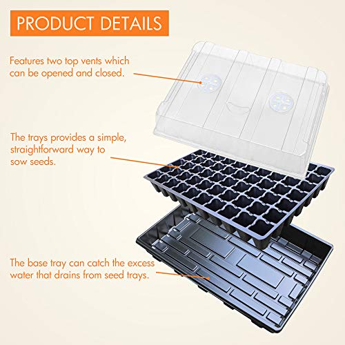 Gardzen 5-Set Garden Propagator Set, Smiling Face Seed Tray Kits with 350-Cell, Seed Starter Tray with Dome and Base 18