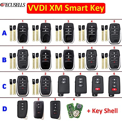 TTYA Car Key - VVDI XM Smart Key Universal Remote Car Key Support Renew & Rewrite for Tóyótá 8A 4D for Key Tool Plús Max VVDI2 VVDI MÍNÍs (4 B)