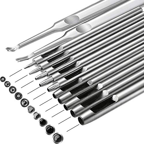 12 Pieces Leather Hole Punch Cutter 0.5 mm to 5 mm Leather Hollow Punch Working Tools Leather Edge Skiving DIY Craft Tool for Leather Belt Watch Bands Carving