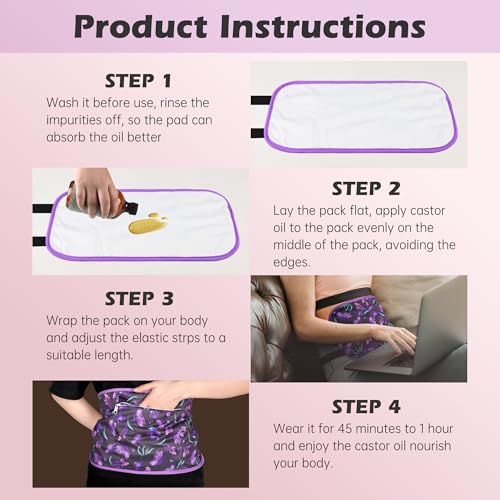 Image of Castor Oil Pack Wrap Organic Cotton 2 Pcs, Castor Oil Cold Pressed Highly Absorbent for Liver Detox, Christmas Gifts for Women, Mom, Wife, Girlfriend, Sister, Friends, Houndstoot