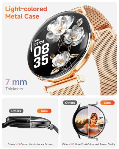 Image of Hwagol Smart Watches for Women with Android iPhone Compatible[Calls /Metal Thin Body],1.43 inch Micro-Spherical AMOLED Screen,Sports Watch with Sleep /Heart Rate Monitor