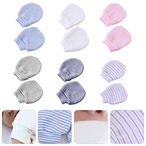 STOBOK 6 Pares de Luvas de Algodão para Bebês Recém-Nascidos Sem Arranhões Luvas para Bebês Luvas An