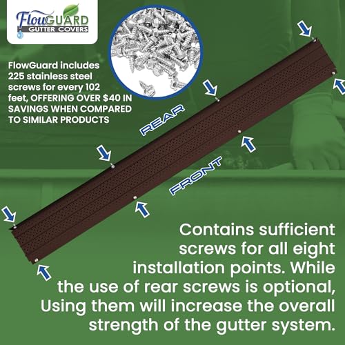 Image of FlowGuard USA Made Professional DIY 6 Inch 50-Year Gutter Cover System - Brown - Aluminum Gutter Guards - 102 Feet - by FlexxPoint