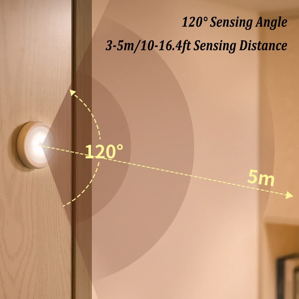Lumières à Détecteur de Mouvement à L'intérieur, 6 Paquets Éclairage sous Armoire sans Fil, Lumière de Placard à 6 Del, Alimenté par Pile, pour Placard, Penderie, Escalier, Penderie
