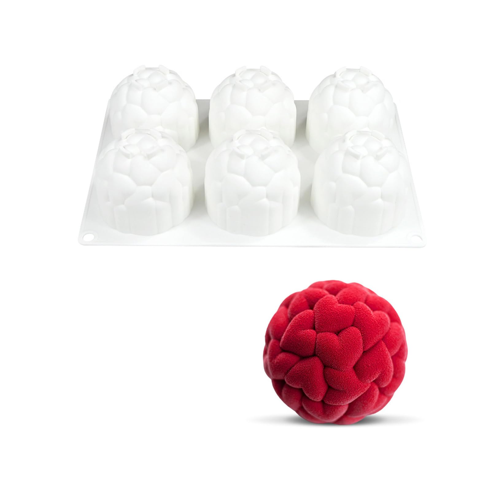 Xitea Multicolor Easy Demoulding Silicone Cheesecake Moulds 6 Cavities Heart Ball French Mousse Cake Mould Handmade Dessert Baking Accessories Silicone Mousse Moulds