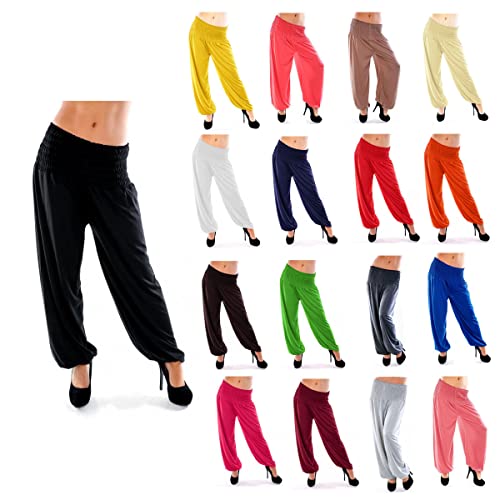 LIVAN - Sarouel Pantalon Femme - Taille élastique - Fluide et décontracté - Danse Yoga Sport - Couleurs aux Choix - Taille Unique (Bordeaux)