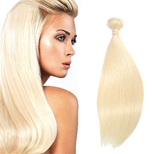 FASHION QUEEN Hair 613 Blonde Hair Bundles, Silk Straight Brazilian Virgin Hair, Honey Blonde Unprocessed Human Hair Weave 1 Bundle 100g (22")
