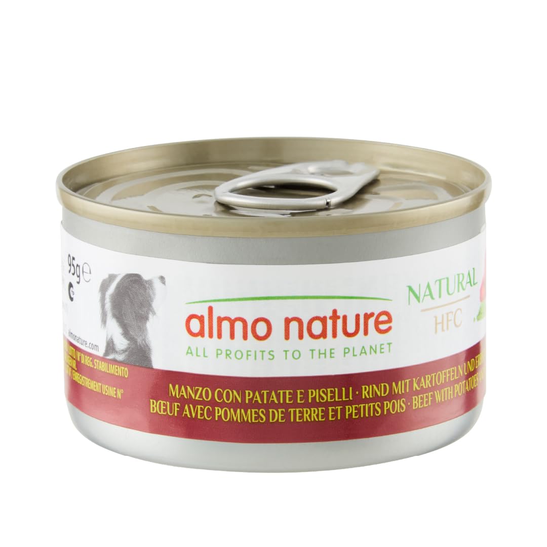 Almo Nature HFC Natural - Nassnahrung für Hunde mit Rind mit Kartoffeln und Erbsen ursprünglich Lebensmittelqualität und Werden jetzt für Hundenahrung erwendet.