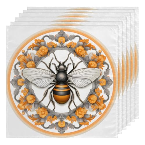 Set de 6 Servilletas de Tela de Abeja y Flores 50.5x50.5 cm miniatura 1