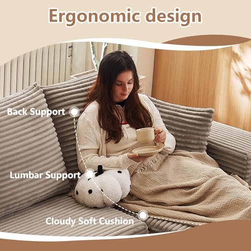 Image of Oversized Modular Sectional Sofa Couch, Large 6 Seater Corner Sofa Modern U Shaped Sectional Couch Cloud Couches for Living Room, Office, Spacious Space, Corduroy, No Assembly Required, Camel